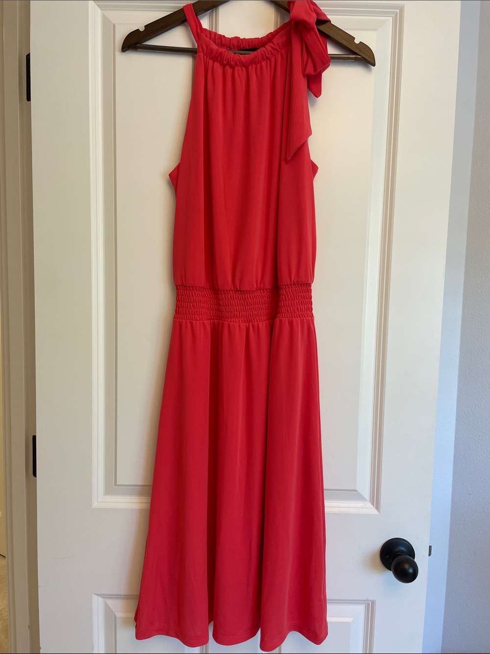 INC International Concepts Red Shoulder Tie Midi Dress